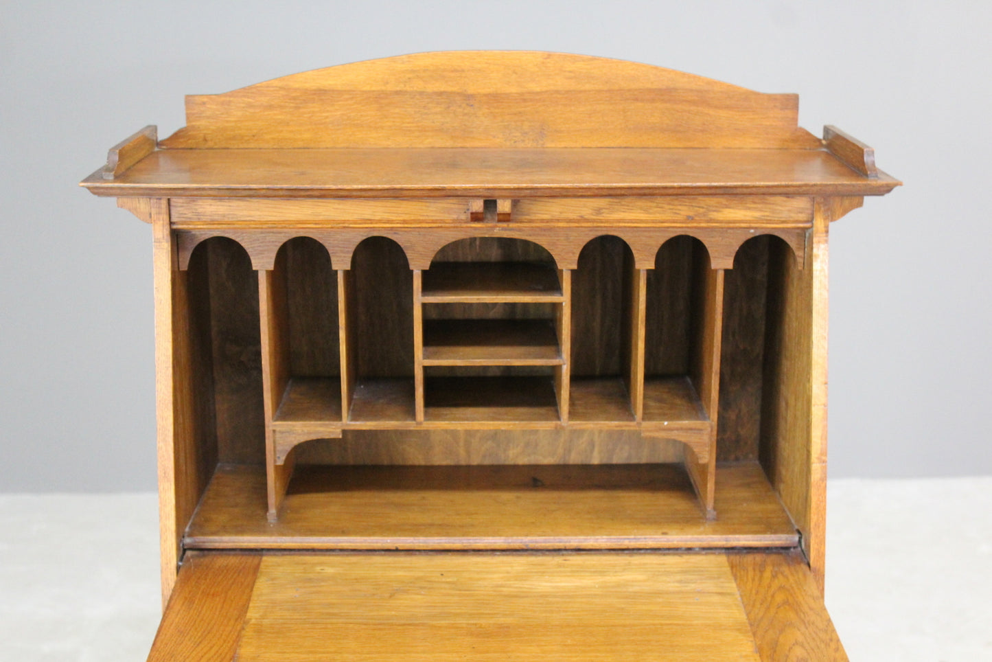 Arts & Crafts Oak Students Bureau Bookcase - Kernow Furniture