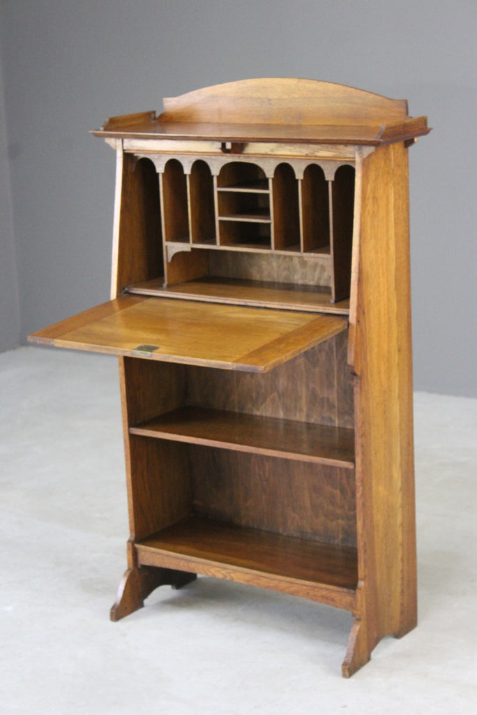 Arts & Crafts Oak Students Bureau Bookcase - Kernow Furniture