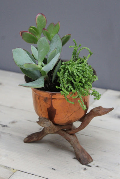 Wooden Tripod Stand & Copper Pot - Kernow Furniture