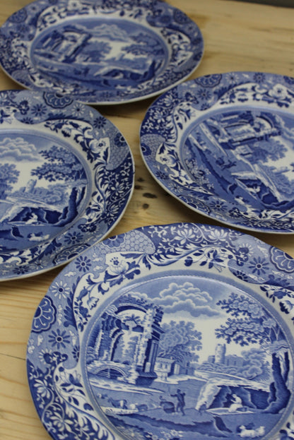 Copeland Spode Italian Blue & White Plate x 4 - Kernow Furniture