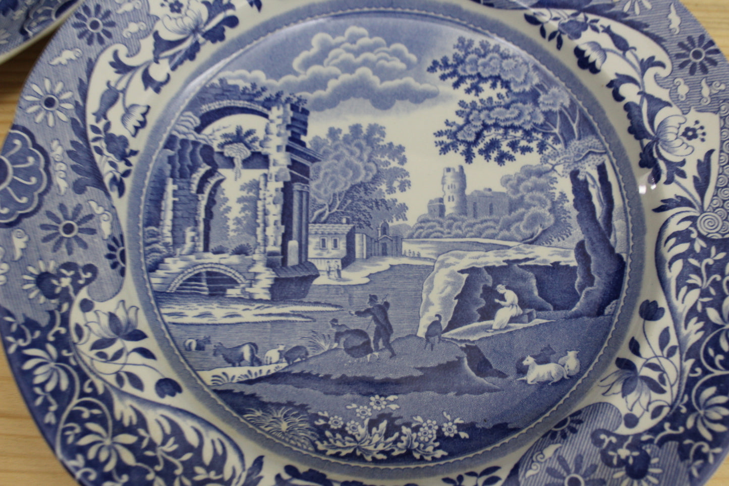 Copeland Spode Italian Blue & White Plate x 4 - Kernow Furniture