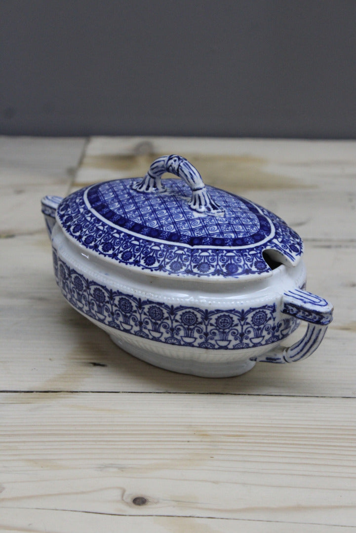 Victorian Blue & White Tureen - Kernow Furniture