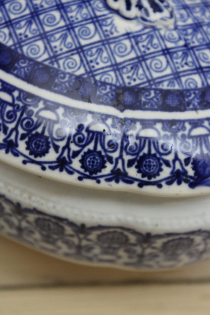 Victorian Blue & White Tureen - Kernow Furniture