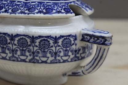 Victorian Blue & White Tureen - Kernow Furniture