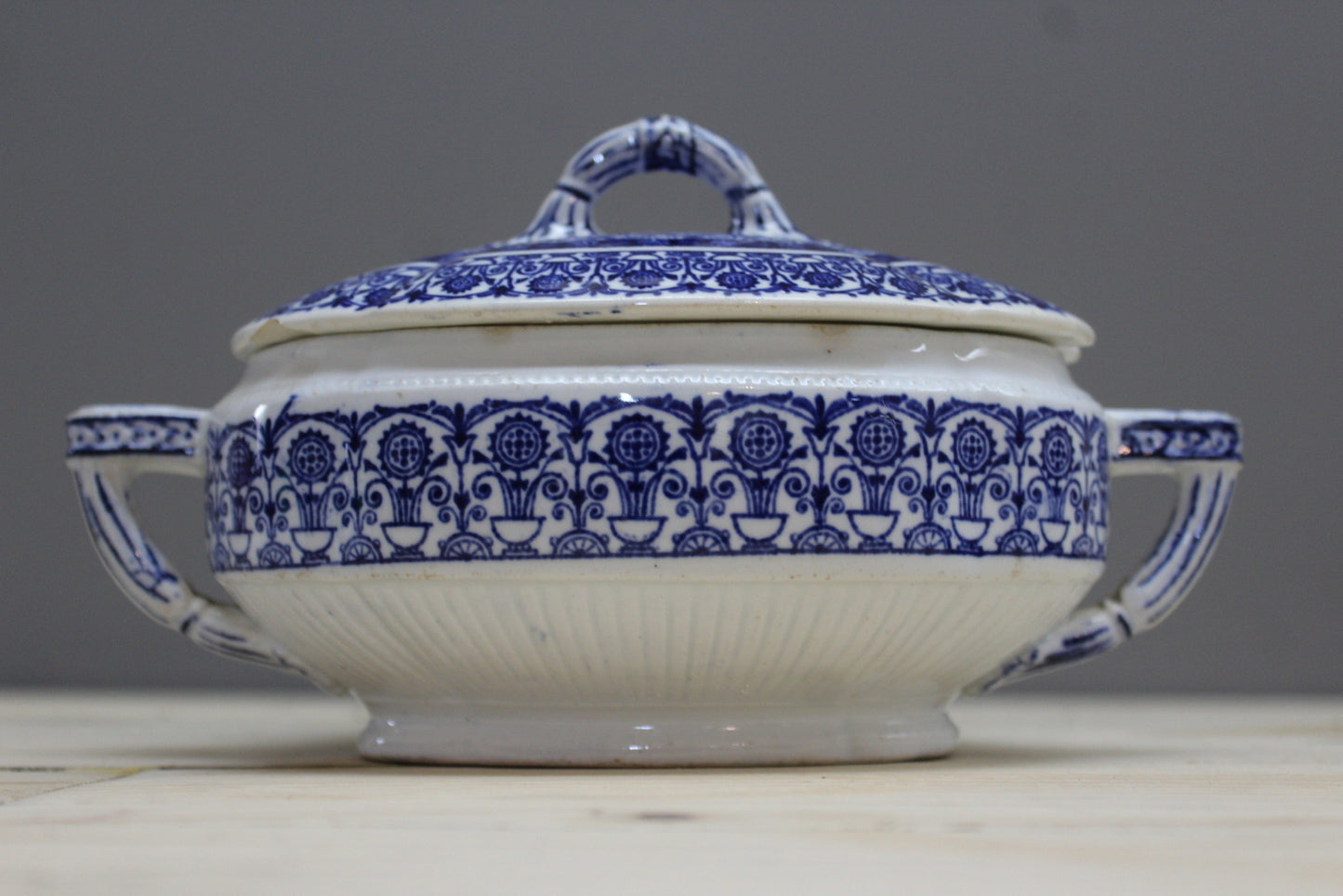 Victorian Blue & White Tureen - Kernow Furniture