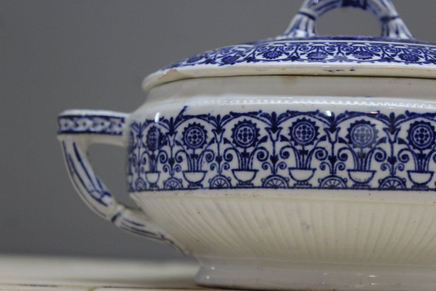 Victorian Blue & White Tureen - Kernow Furniture