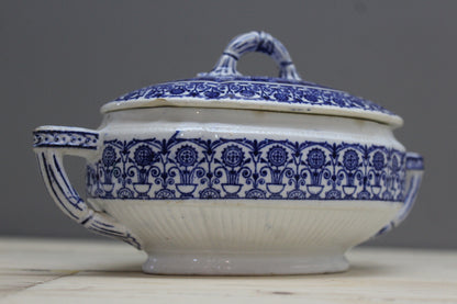 Victorian Blue & White Tureen - Kernow Furniture