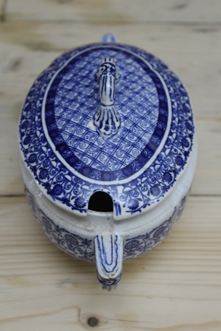 Victorian Blue & White Tureen - Kernow Furniture