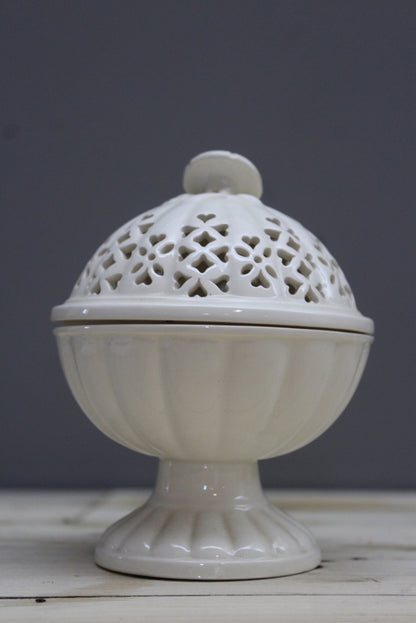 Leedsware Classical Pierced Lidded Pot - Kernow Furniture