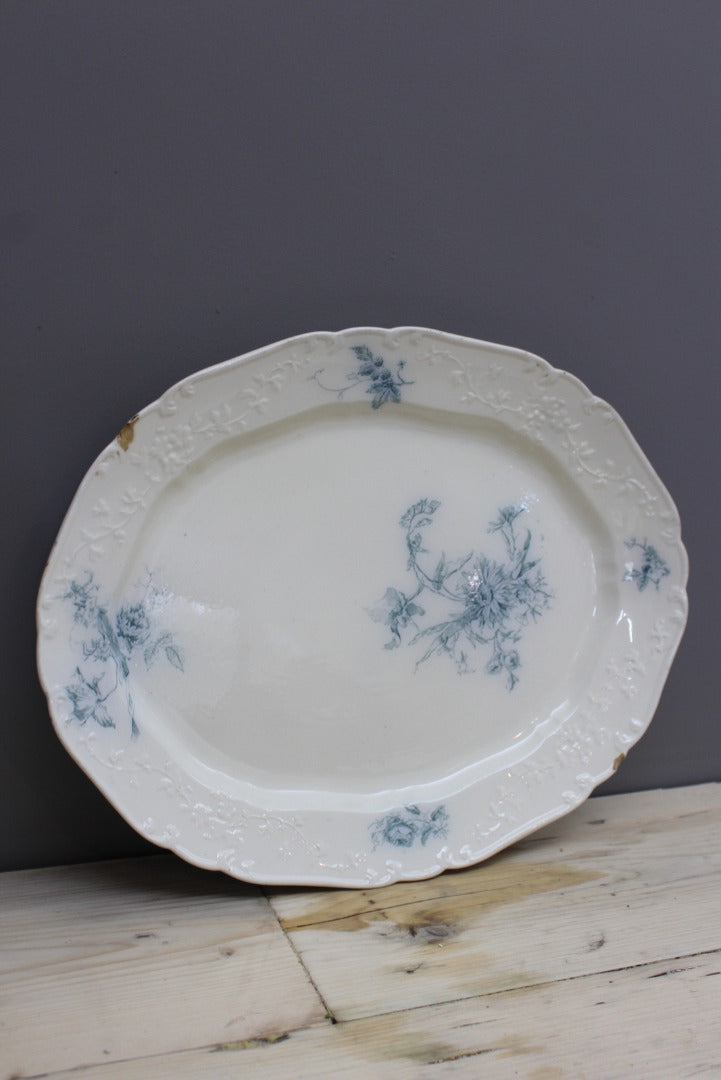 Victorian Blue & White Meat Plate - Kernow Furniture