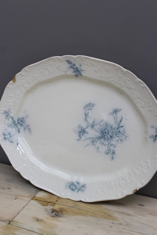 Victorian Blue & White Meat Plate - Kernow Furniture