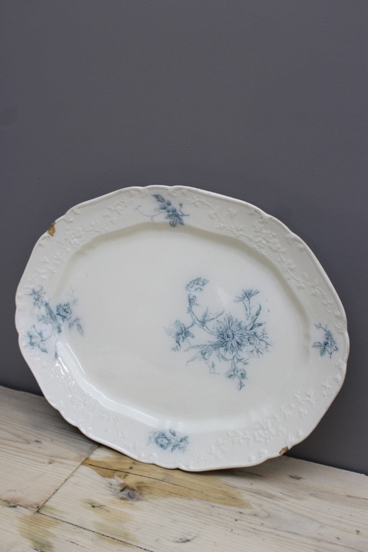 Victorian Blue & White Meat Plate - Kernow Furniture