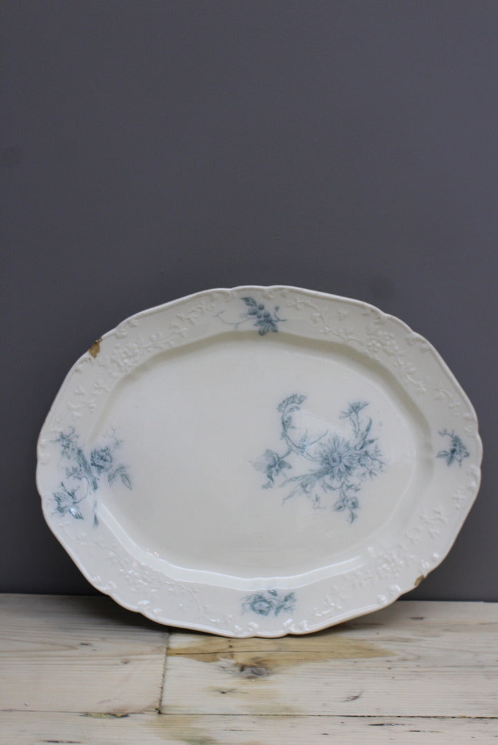 Victorian Blue & White Meat Plate - Kernow Furniture