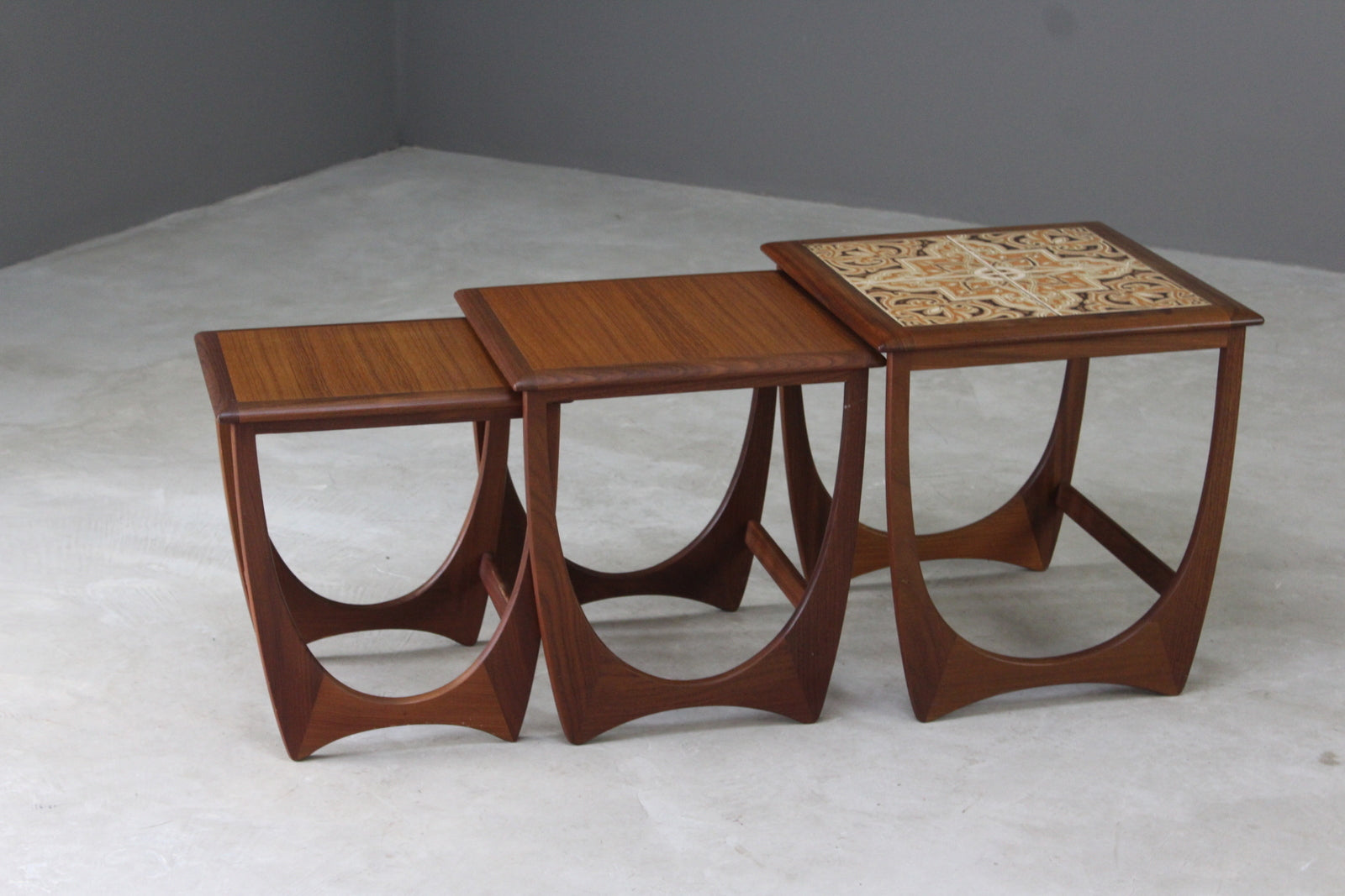 Retro G Plan Teak Tiled Nest Coffee Table - Kernow Furniture