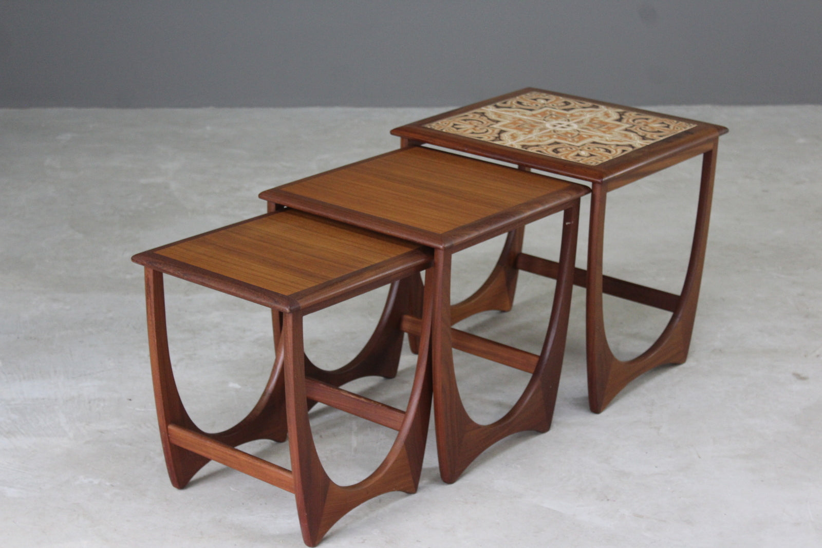 Retro G Plan Teak Tiled Nest Coffee Table - Kernow Furniture