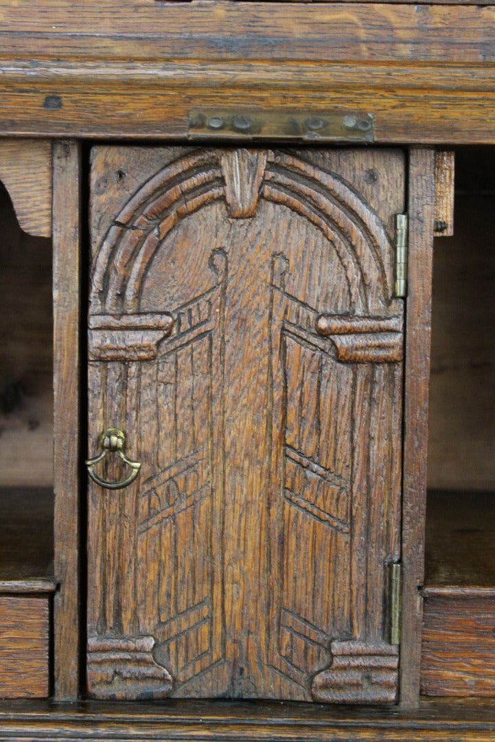 Antique Oak Bureau Bookcase - Kernow Furniture