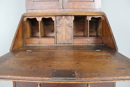 Antique Oak Bureau Bookcase - Kernow Furniture