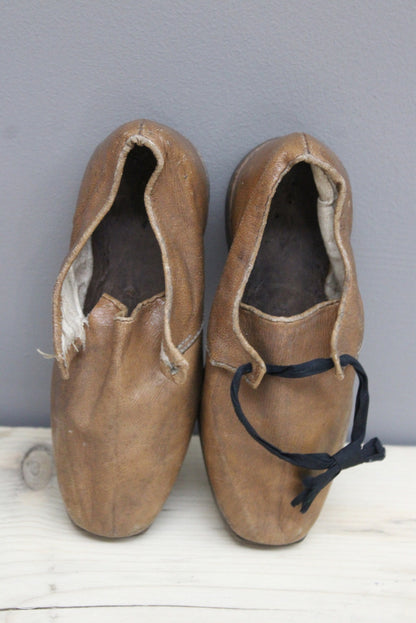 Vintage Hand Made Childs Leather Shoes - Kernow Furniture