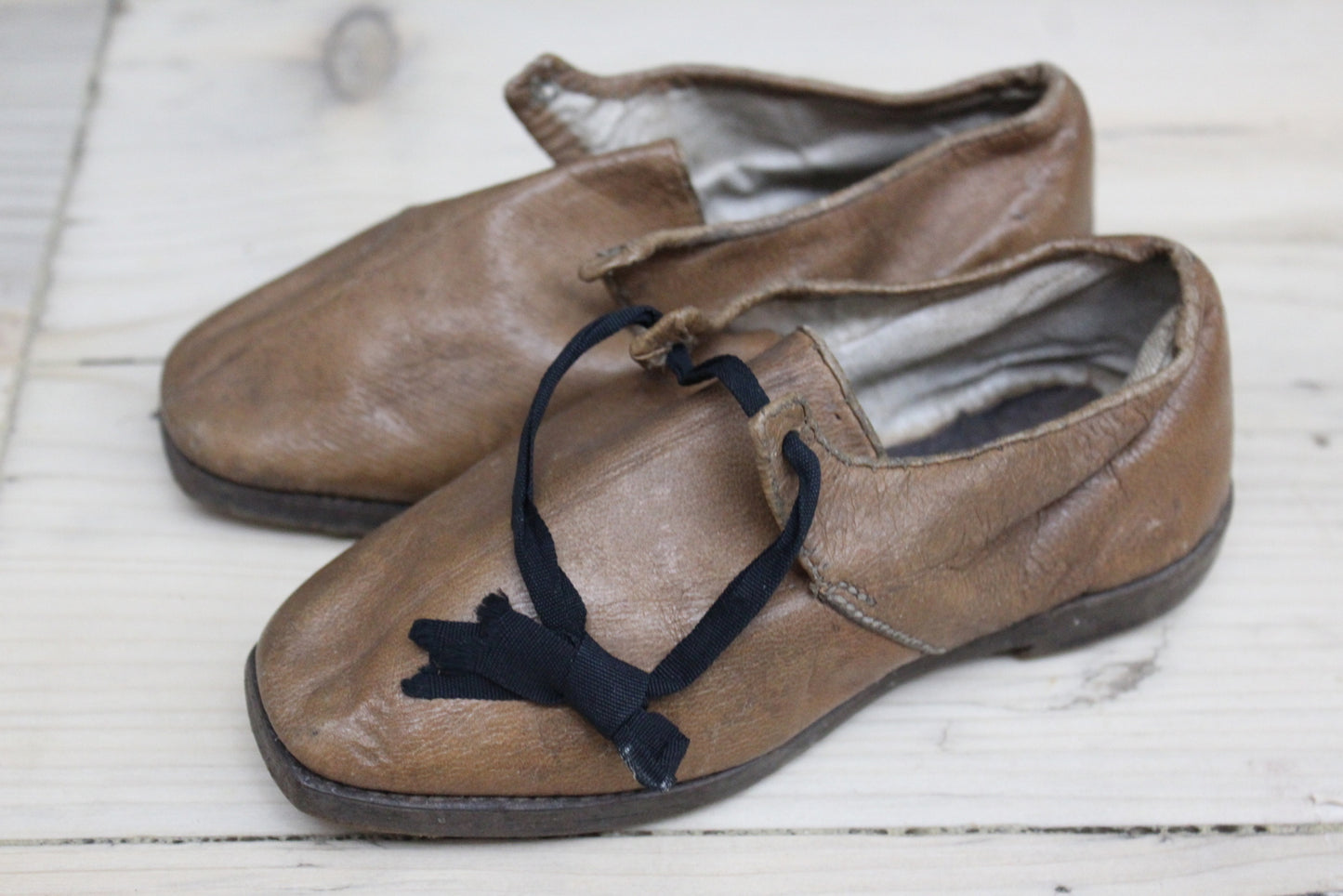 Vintage Hand Made Childs Leather Shoes - Kernow Furniture