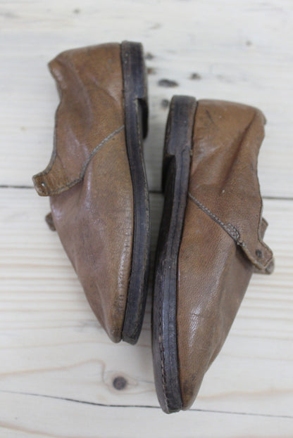 Vintage Hand Made Childs Leather Shoes - Kernow Furniture