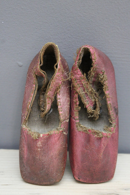 Pair Vintage Childs Pink Shoes - Kernow Furniture