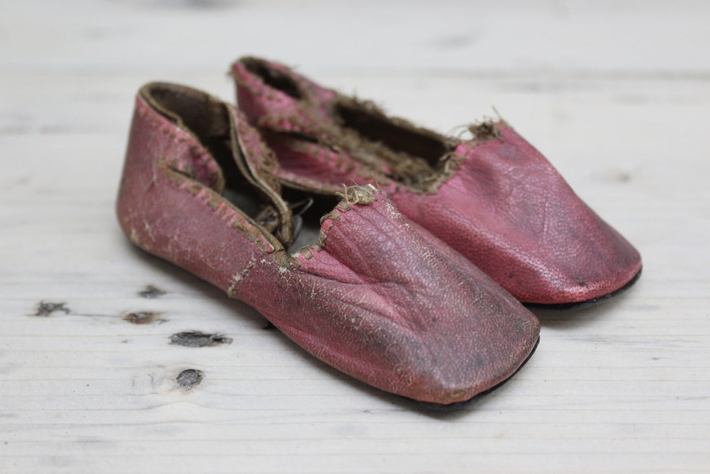 Pair Vintage Childs Pink Shoes - Kernow Furniture