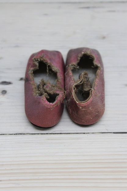 Pair Vintage Childs Pink Shoes - Kernow Furniture