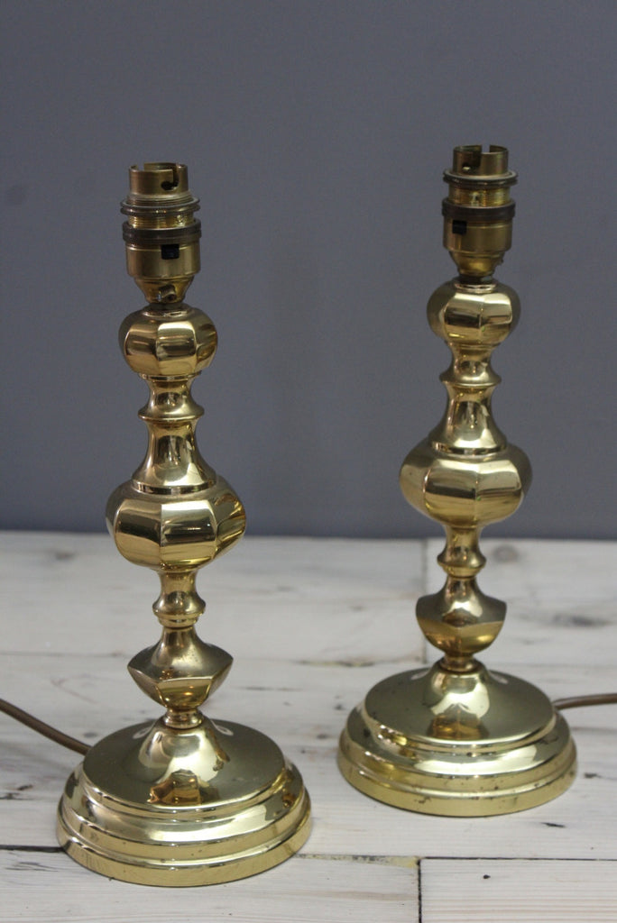 Pair Brass Bedside Lamps - Kernow Furniture