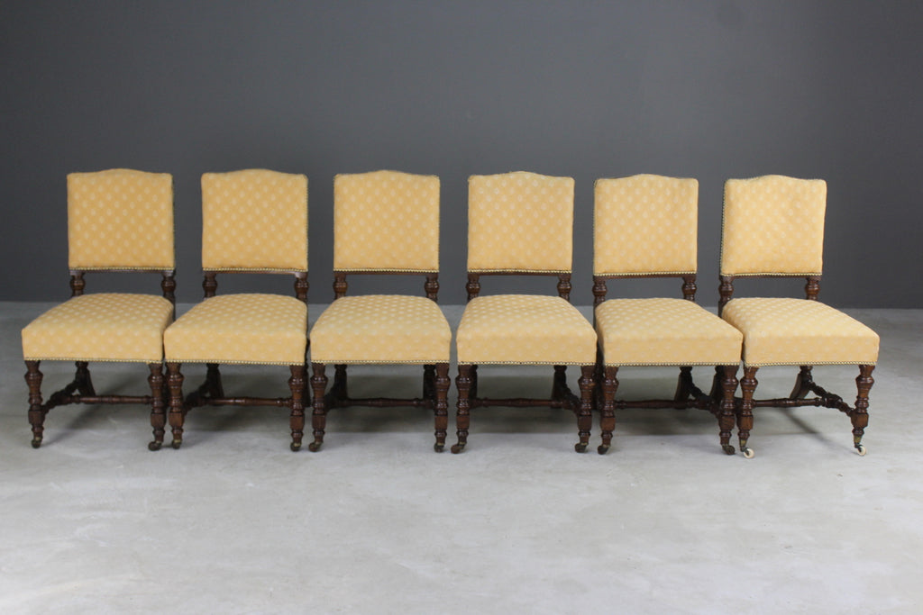 Set 6 Upholstered Oak Dining Chairs - Kernow Furniture