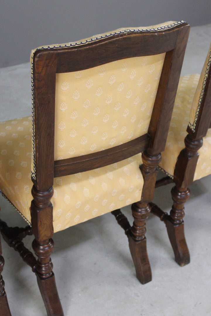 Set 6 Upholstered Oak Dining Chairs - Kernow Furniture