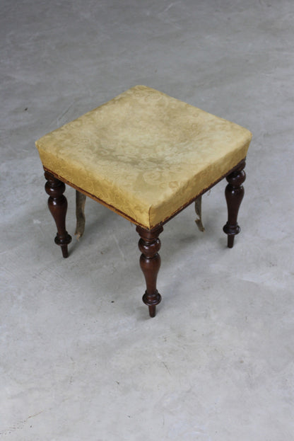 Antique Mahogany Square Stool - Kernow Furniture