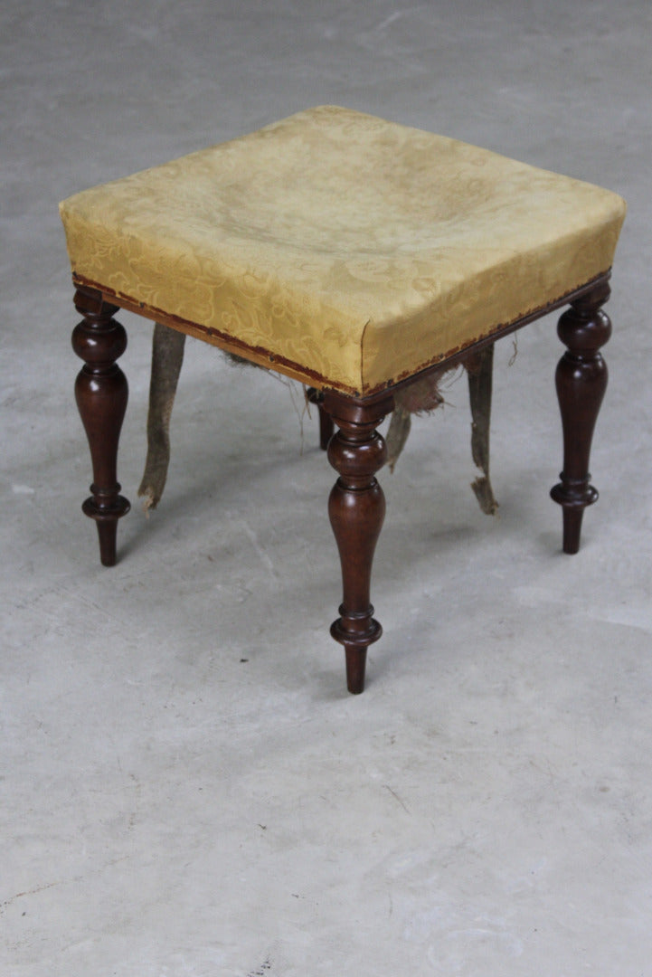 Antique Mahogany Square Stool - Kernow Furniture