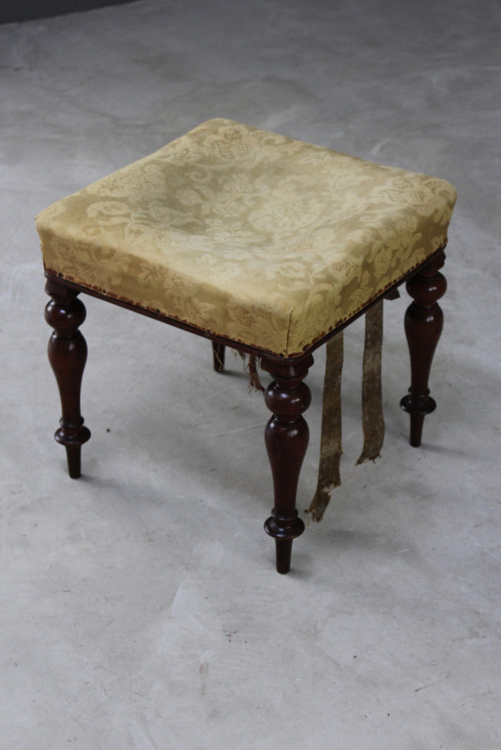 Antique Mahogany Square Stool - Kernow Furniture