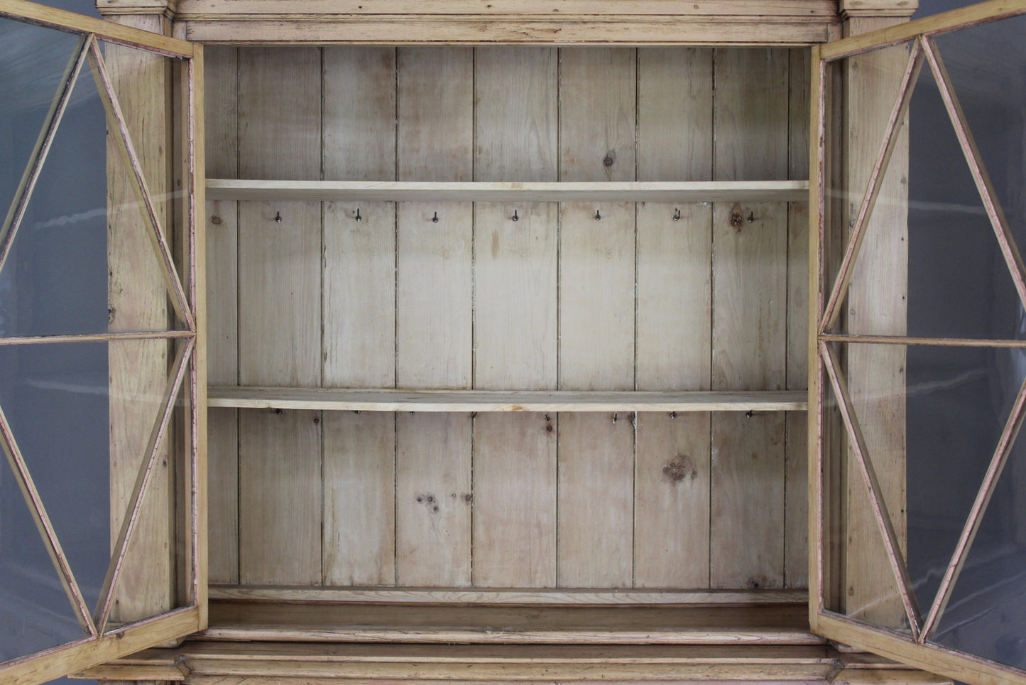 Continental Stripped Pine Glazed Dresser - Kernow Furniture