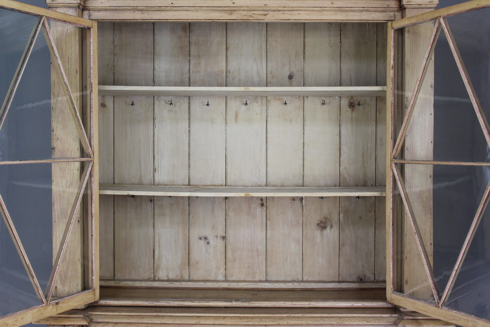 Continental Stripped Pine Glazed Dresser - Kernow Furniture