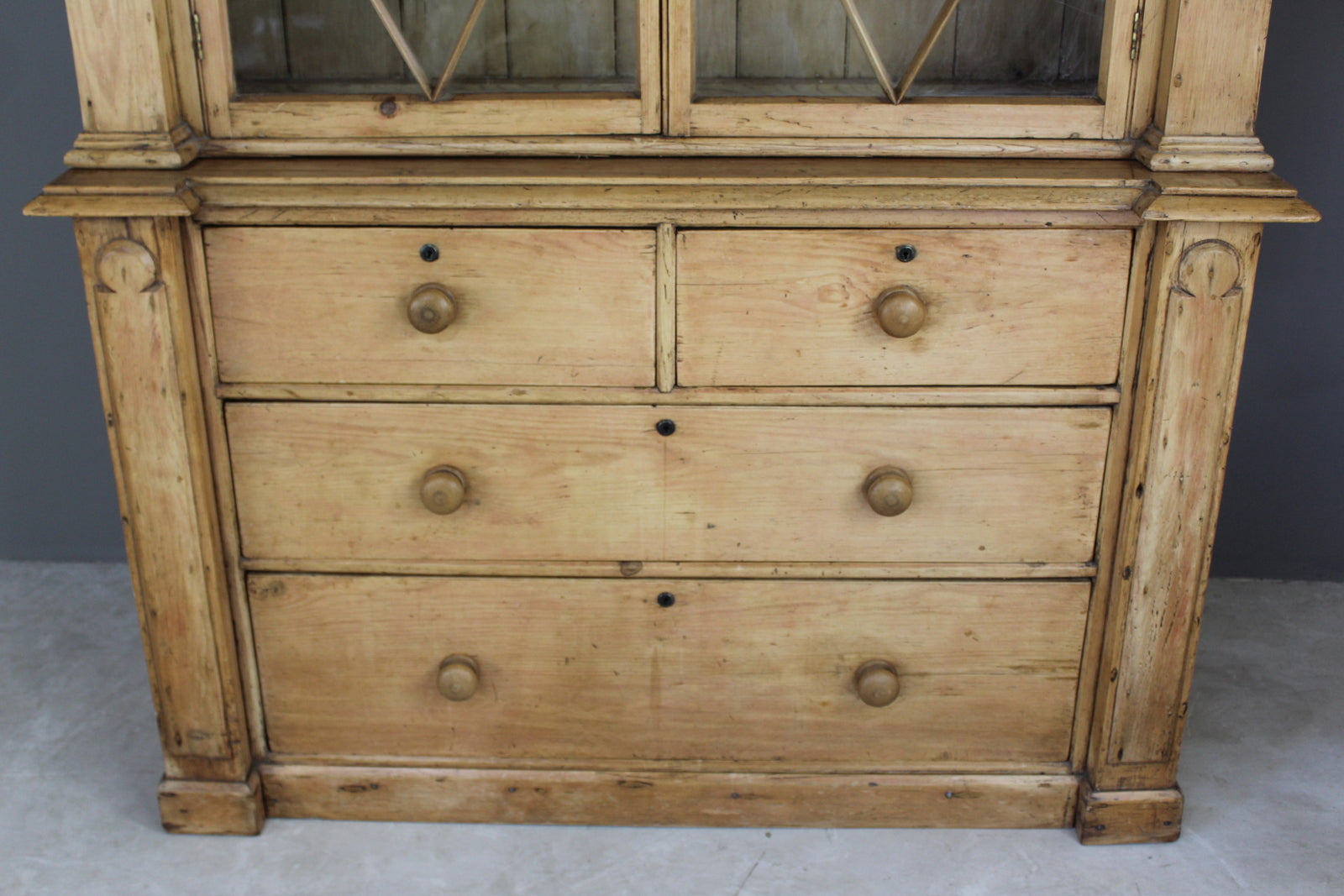 Continental Stripped Pine Glazed Dresser - Kernow Furniture