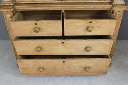 Continental Stripped Pine Glazed Dresser - Kernow Furniture
