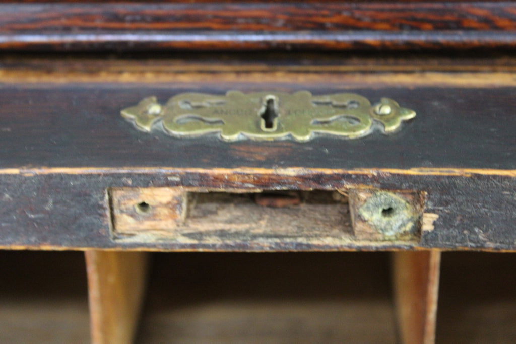 Antique Oak Tambour Roll Top Desk - Kernow Furniture