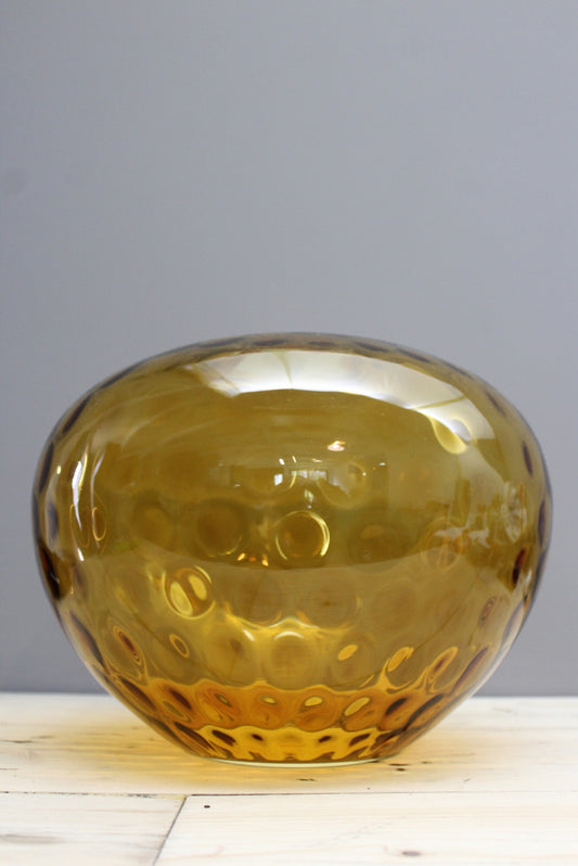 Large Retro Amber Glass Lamp Shade - Kernow Furniture