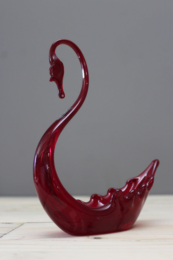 Whitefriars Red Glass Swan - Kernow Furniture