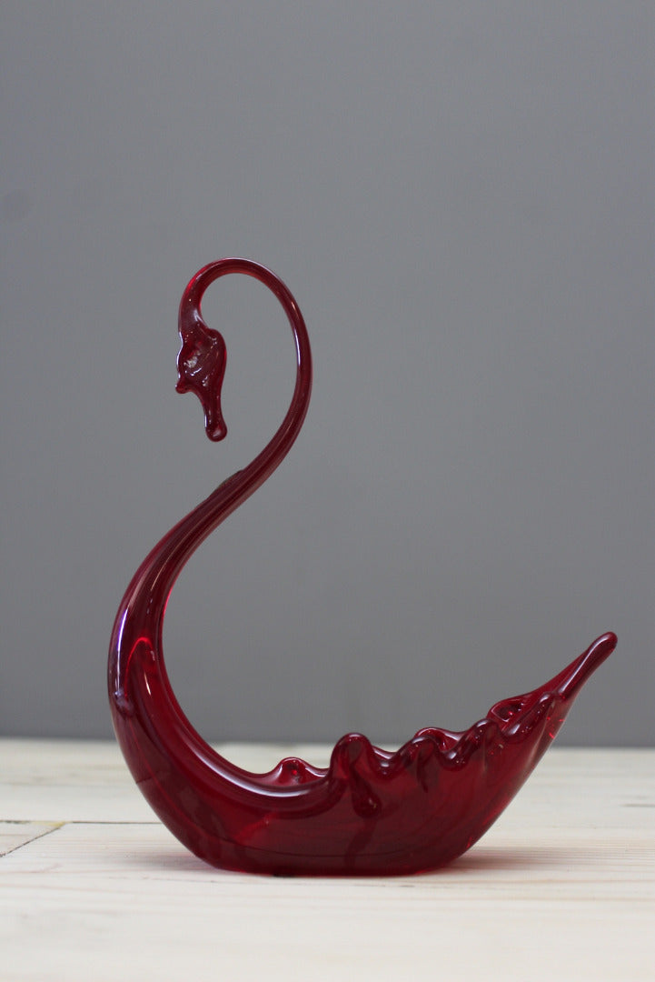 Whitefriars Red Glass Swan - Kernow Furniture