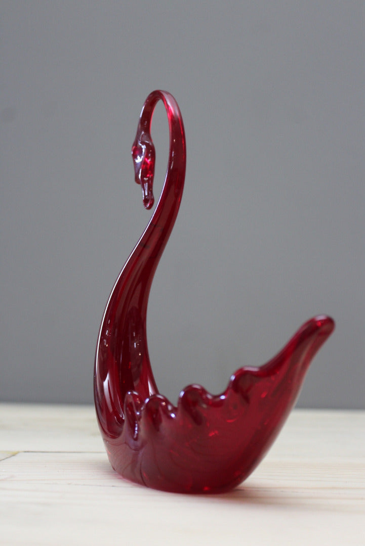 Whitefriars Red Glass Swan - Kernow Furniture