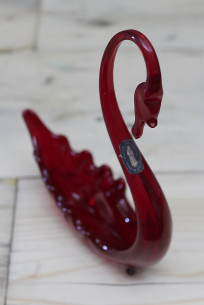 Whitefriars Red Glass Swan - Kernow Furniture