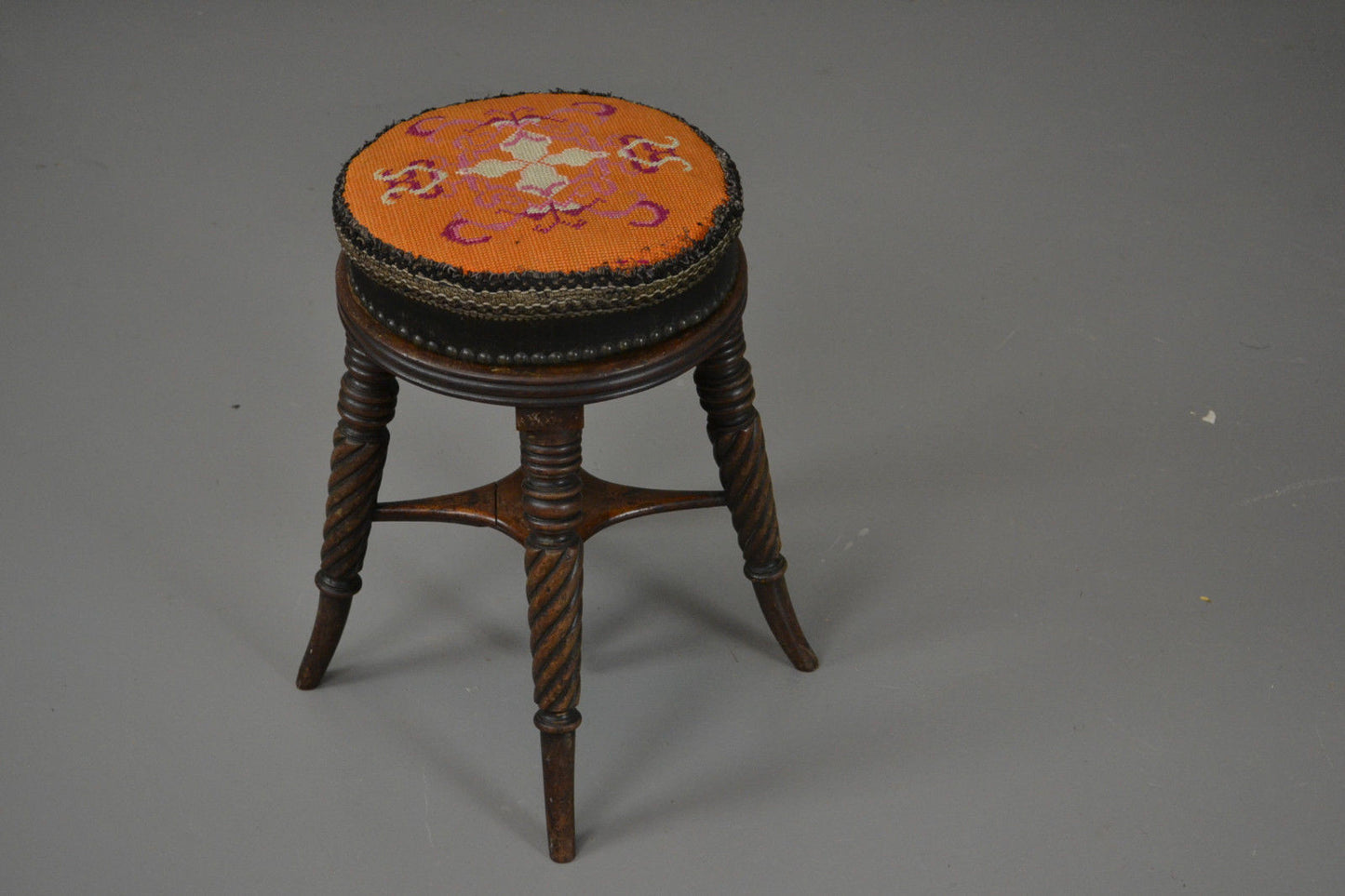 19th Century Mahogany Adjustable Music Piano Stool - Kernow Furniture