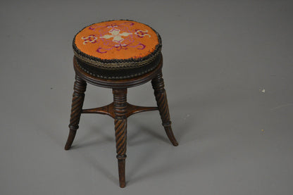 19th Century Mahogany Adjustable Music Piano Stool - Kernow Furniture