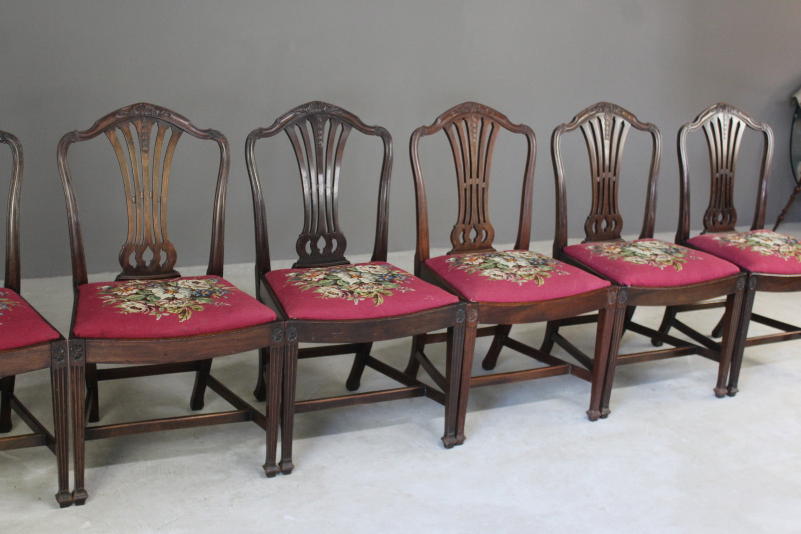 Set 6 Mahogany Chippendale Style Dining Chairs - Kernow Furniture