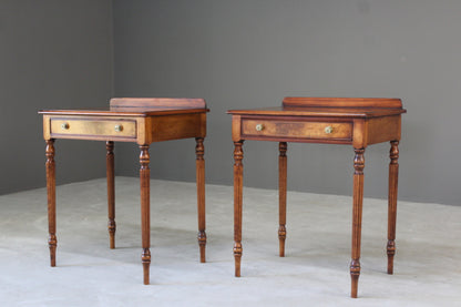 Pair Sheraton Style Burr Walnut Side Tables - Kernow Furniture