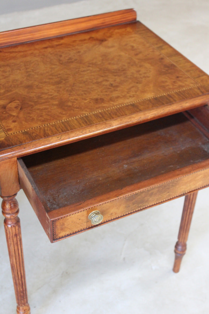 Pair Sheraton Style Burr Walnut Side Tables - Kernow Furniture