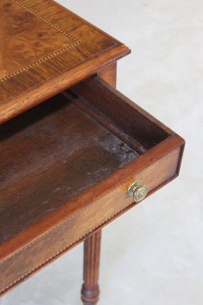 Pair Sheraton Style Burr Walnut Side Tables - Kernow Furniture