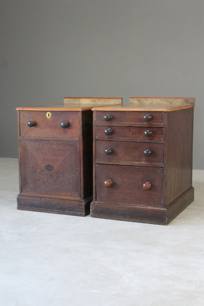 Pair Antique Oak Pedestals - Kernow Furniture